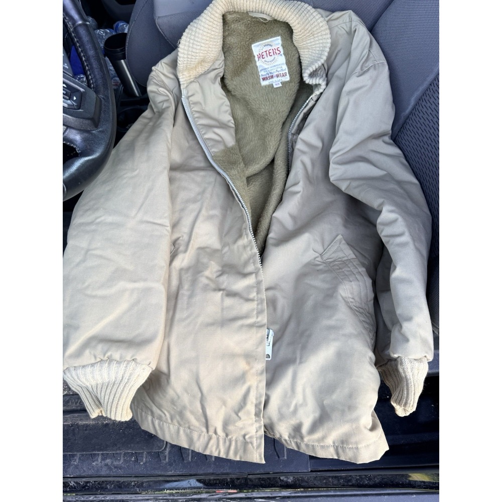 Vintage Peters All Weather Sportswear Jacket Mens 44 Tan Sherpa Lined USA Made